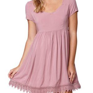 Pacsun pink babydoll dress crochet